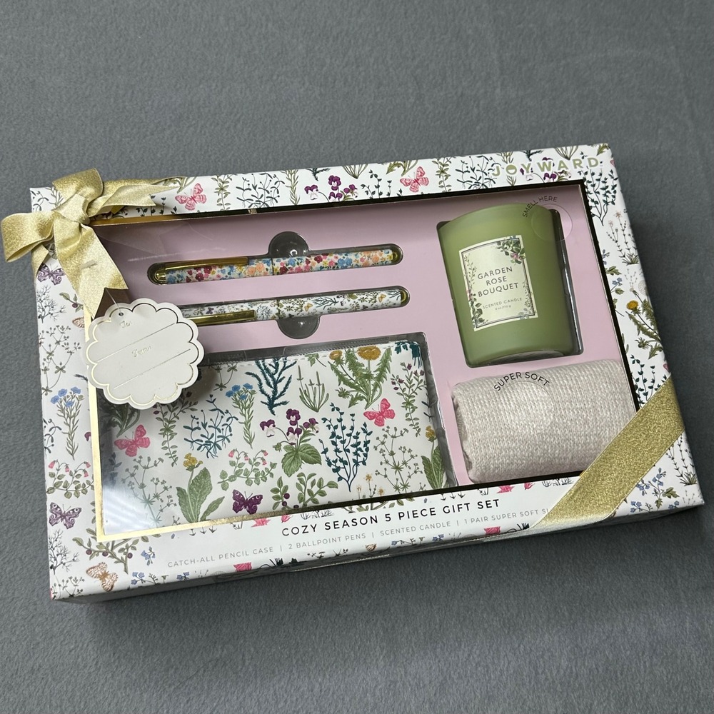 Joyward Cozy Season Gift Set Women OS Floral Pencil Case Pens Candle Socks 5pc - Picture 7 of 7